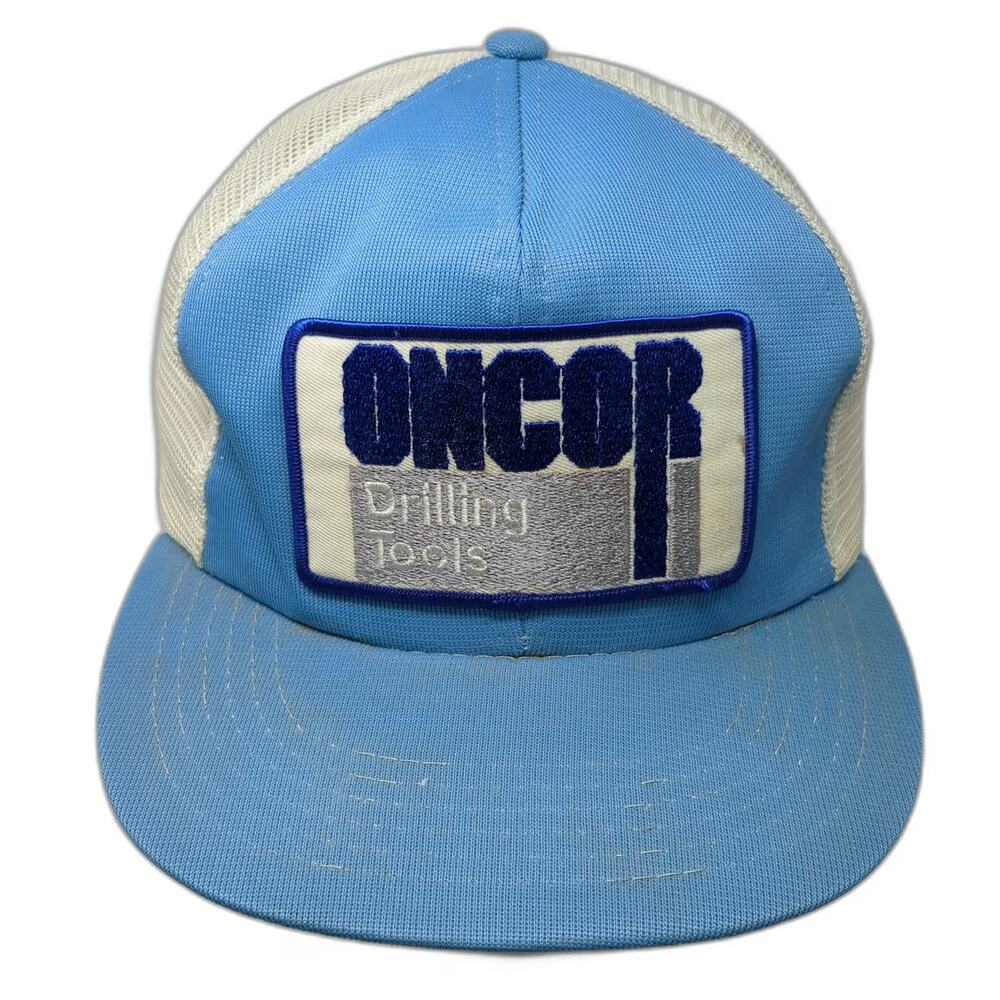 Young An Trucker Hat Blue White OS Oncor Drilling Tools Patch Snapback Vintage